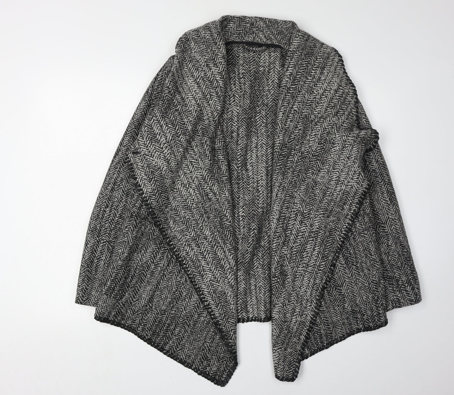 AllSaints Women's Grey Knitted Cape, Size 6, Elegant Winter Wear