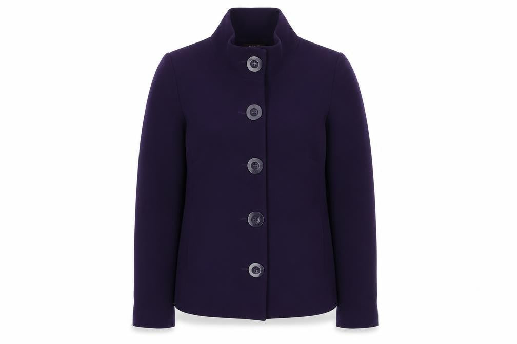 Front view of Savoir Women's Purple Mid-Length Button Jacket -, size 12