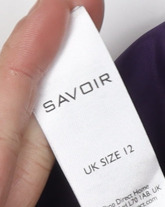 Savoir Women's Purple Mid-Length Button Jacket - Size 12