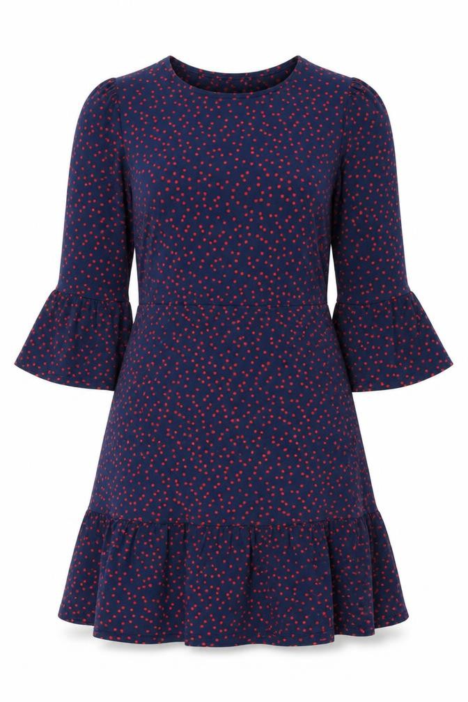 Warehouse Women's Blue Polka Dot Dress Size 10