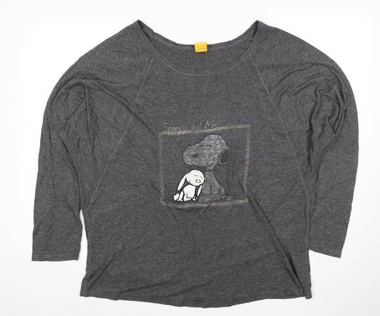 Grey Peanuts Snoopy Nightshirt for Women with 3/4 Sleeves