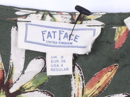Fat Face Women's Green Floral Long Sleeve Dress