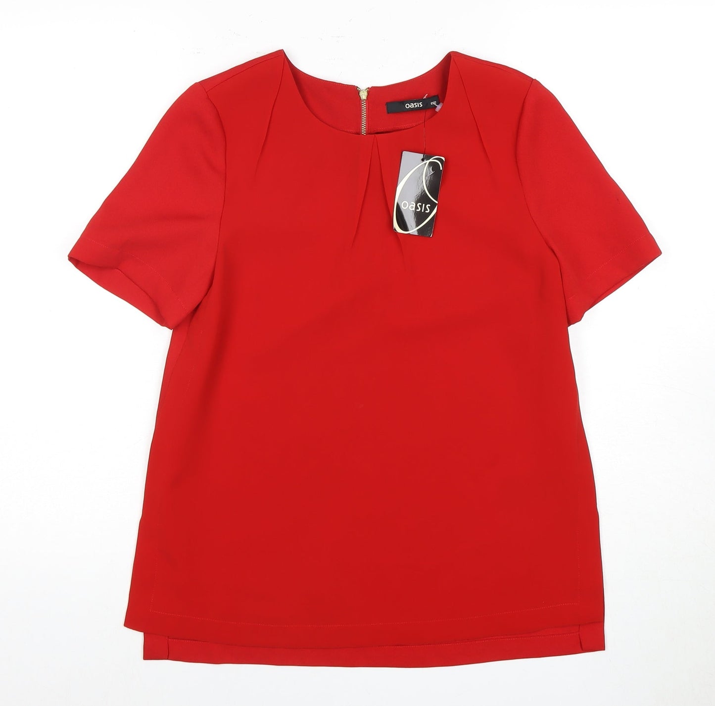 Oasis Women's Red Short Sleeve Blouse Size Regular