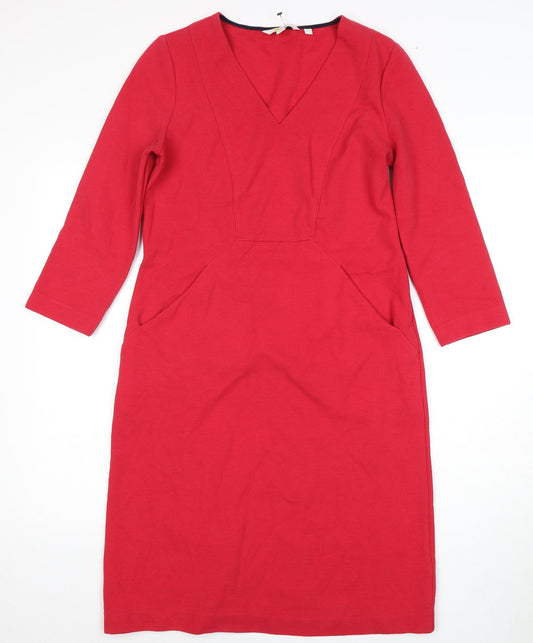 Boden Women's Red 3/4 Sleeve V-Neck Dress Size 12