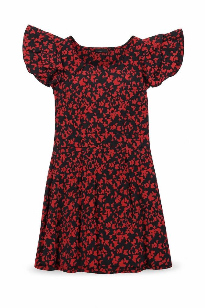 Vero Moda Women's Black Red A-Line Knee Length Dress