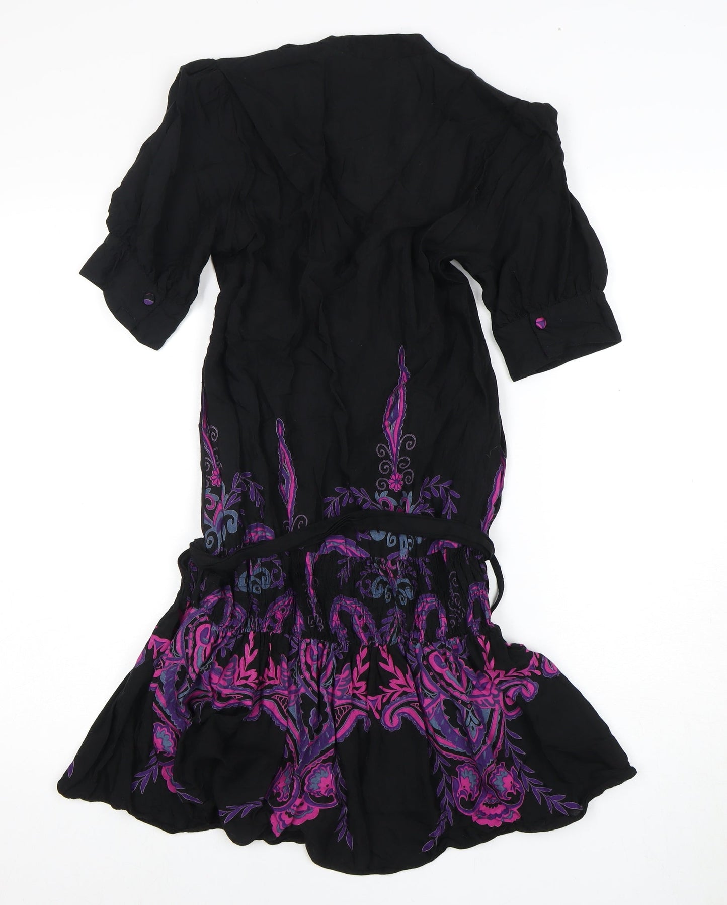 ASOS Women's Black Paisley V-Neck Dress Size 8