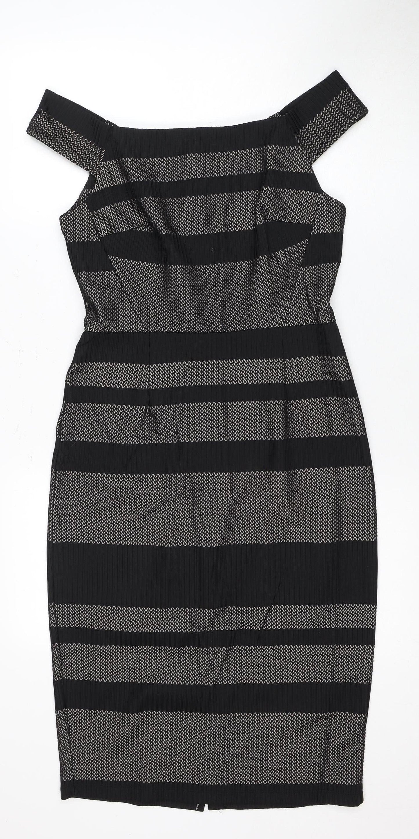 Warehouse Women Black Striped Dress Size 12