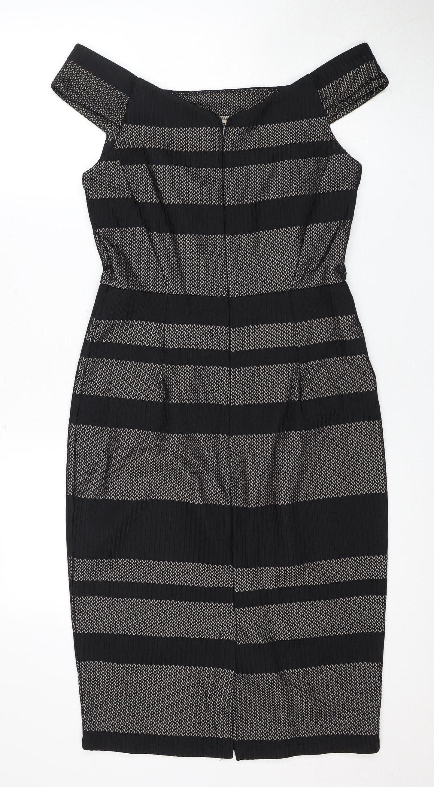 Warehouse Women Black Striped Dress Size 12