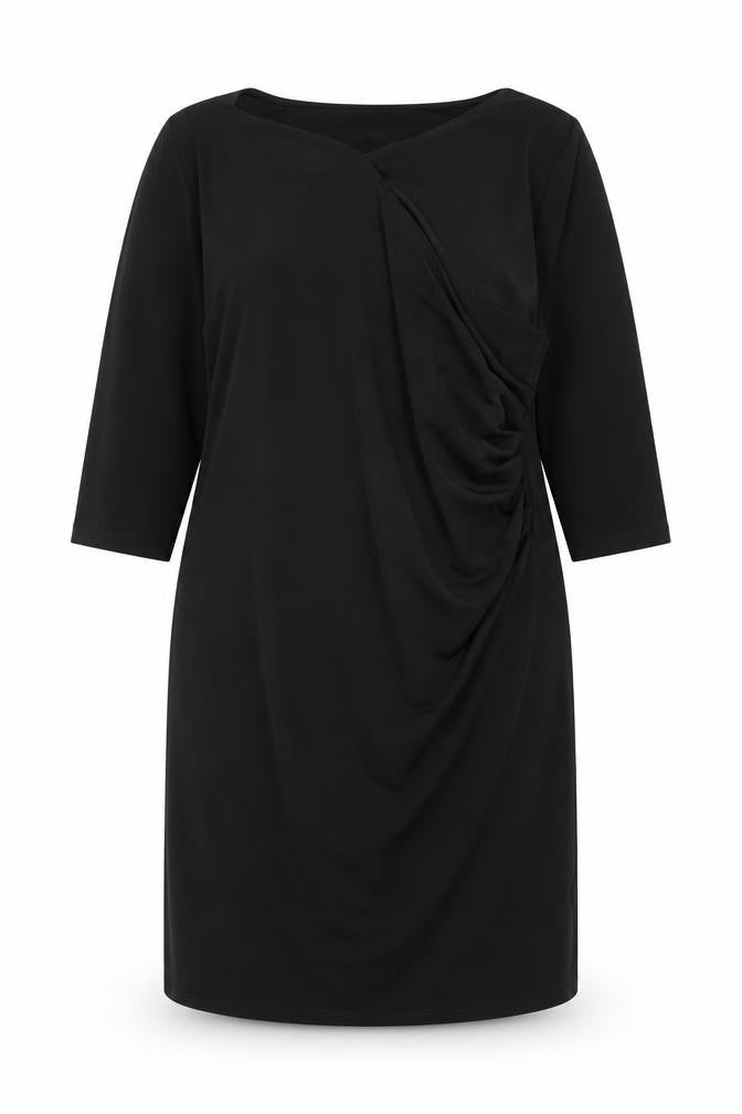 Damart Women's Black Shift Dress Size 16 with Ruched Detail
