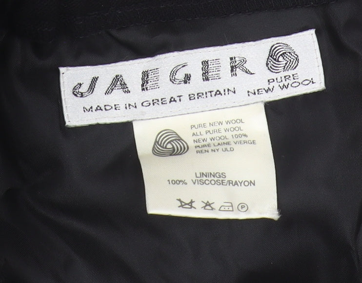 Jaeger Women's Black Wool A-Line Midi Skirt Size 16