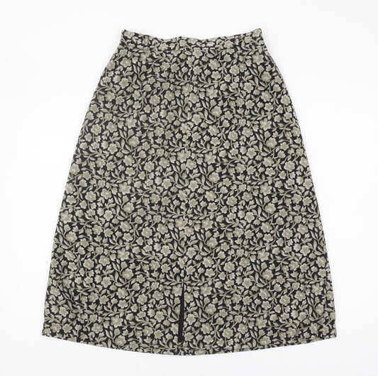 Viyella Women's Black Floral Midi Skirt, Size 10