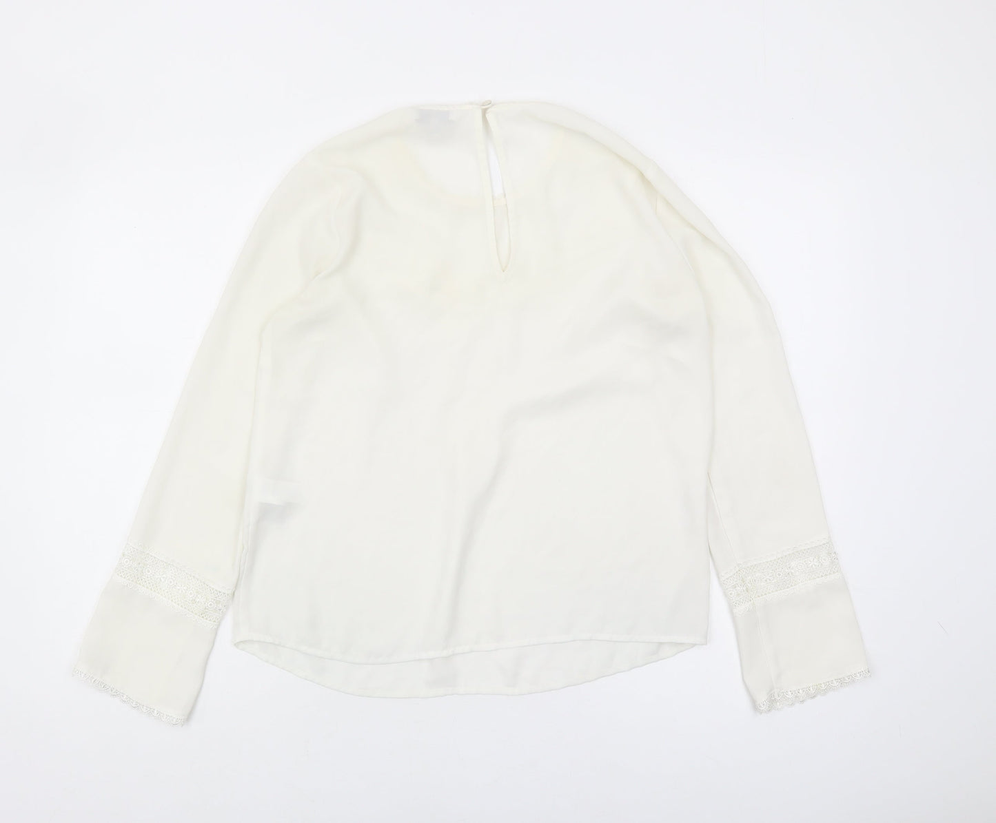 Warehouse Women's White Tunic Blouse, Size 10, Lace Accents