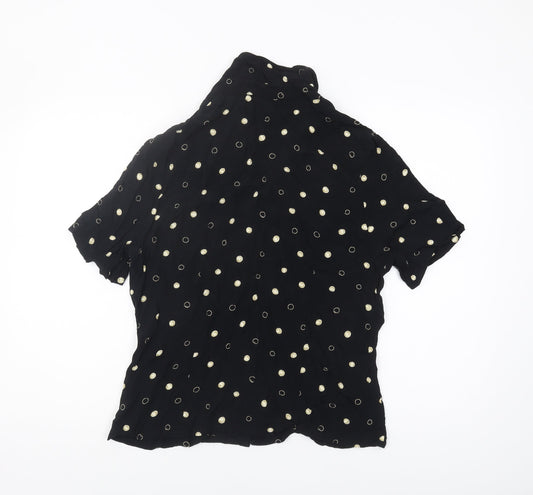 Marks and Spencer Women's Black Polka Dot Blouse - Size 16