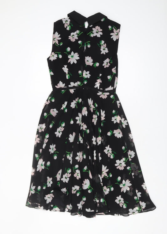 Hobbs Women's Black Floral Fit & Flare Dress Size 8
