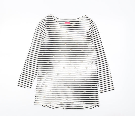 Joules Women's Black White Striped Long Sleeve T-Shirt