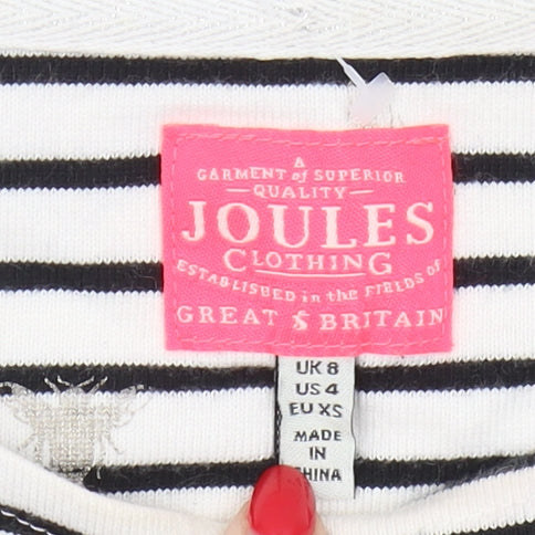 Joules Women's Black White Striped Long Sleeve T-Shirt