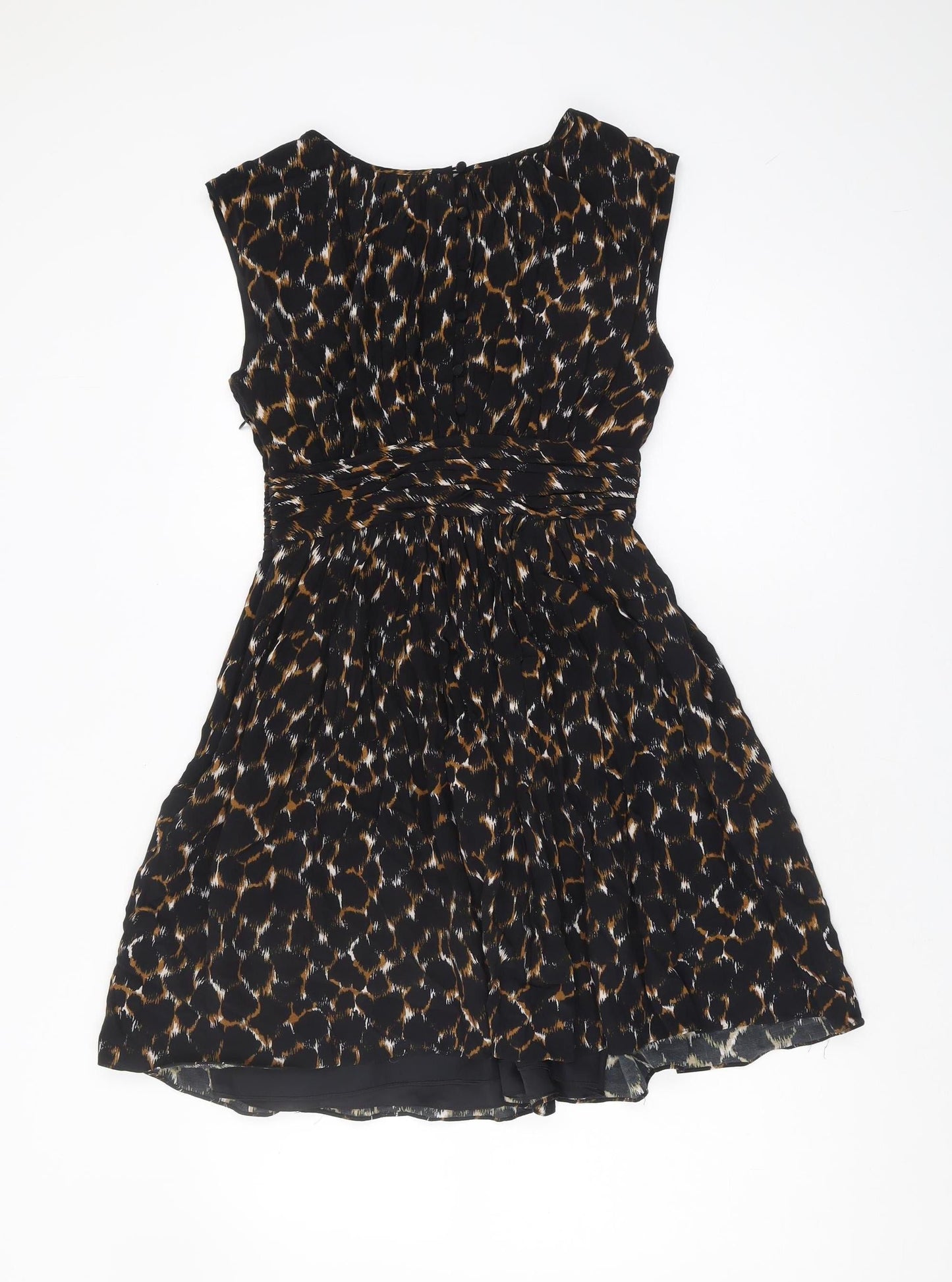 Boden Women's Black Brown Animal Print A-Line Dress