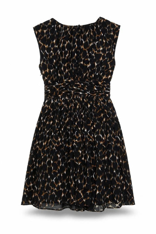 Boden Women's Black Brown Animal Print A-Line Dress
