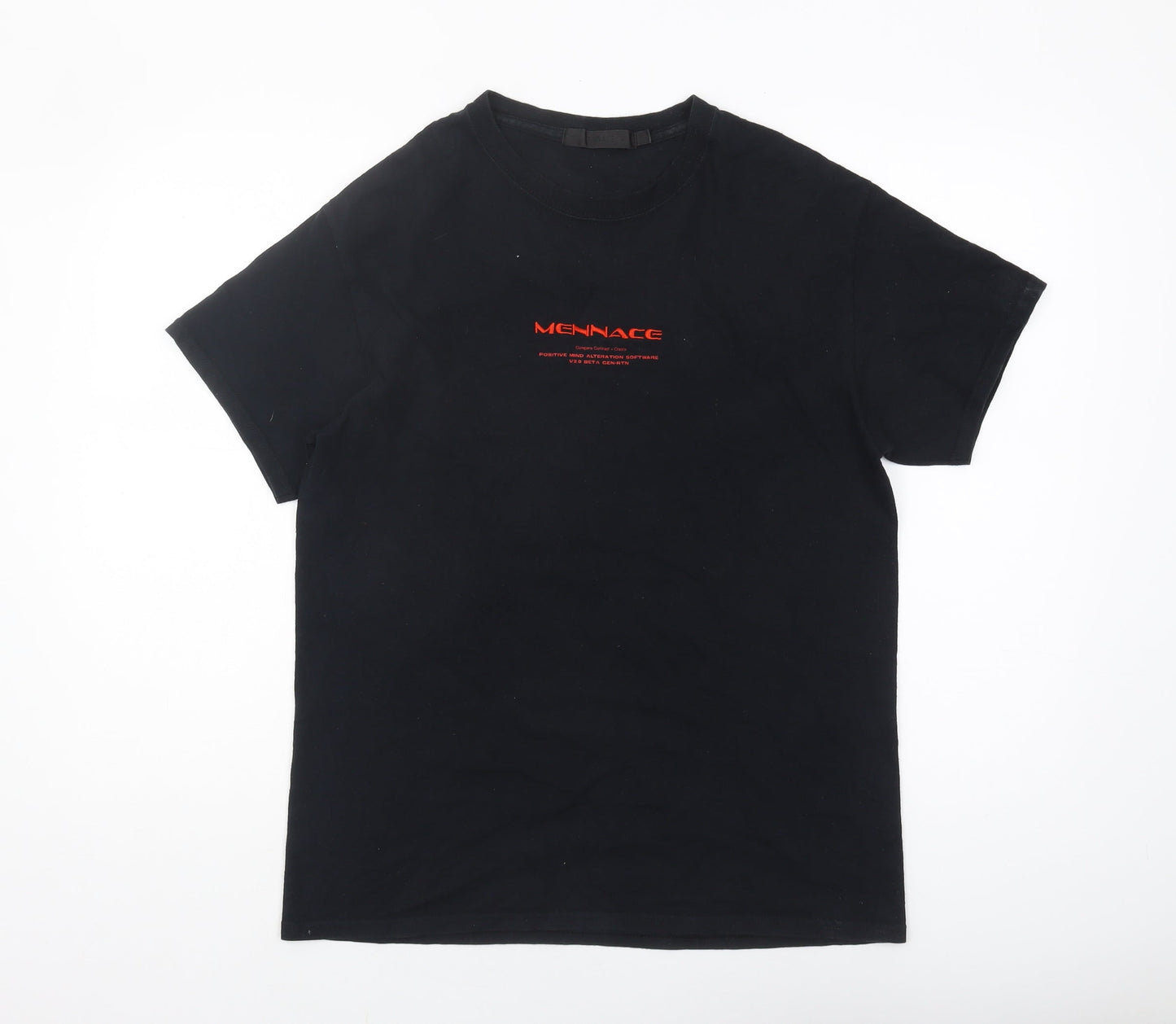 Mennace Black Graphic Print Men's T-Shirt, S
