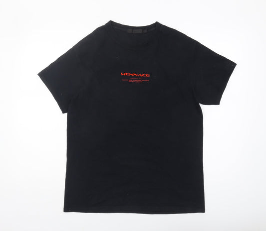 Mennace Black Graphic Print Men's T-Shirt, S