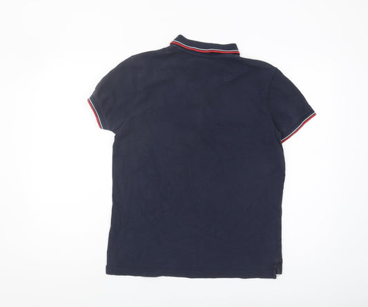 Diesel Men's Blue Polo Shirt Medium with Logo Accent
