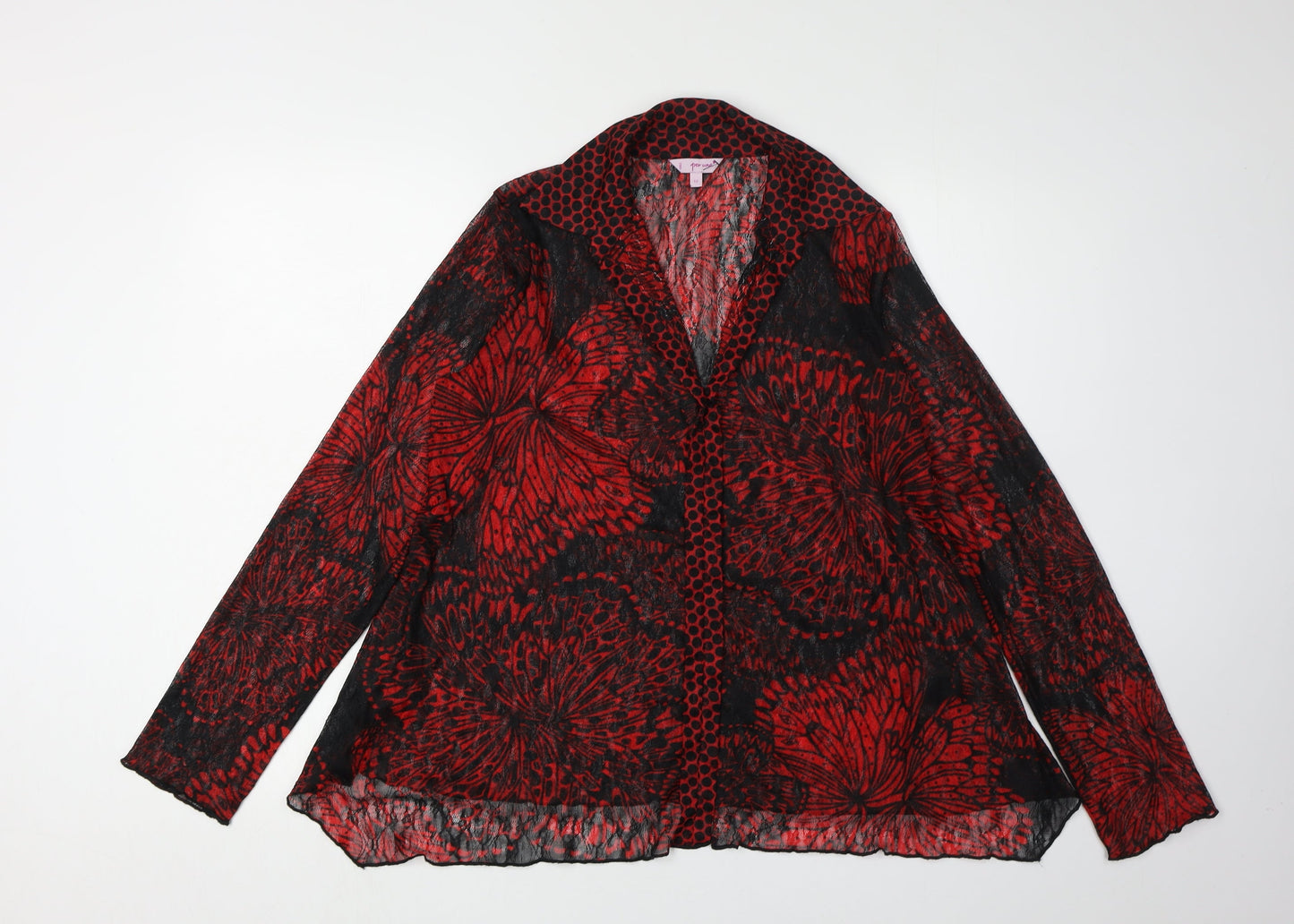 Marks and Spencer Women's Red Blouse, Size 12, Floral