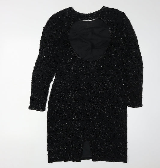Joan Leslie Women's Black Beaded Sheath Dress Size 10