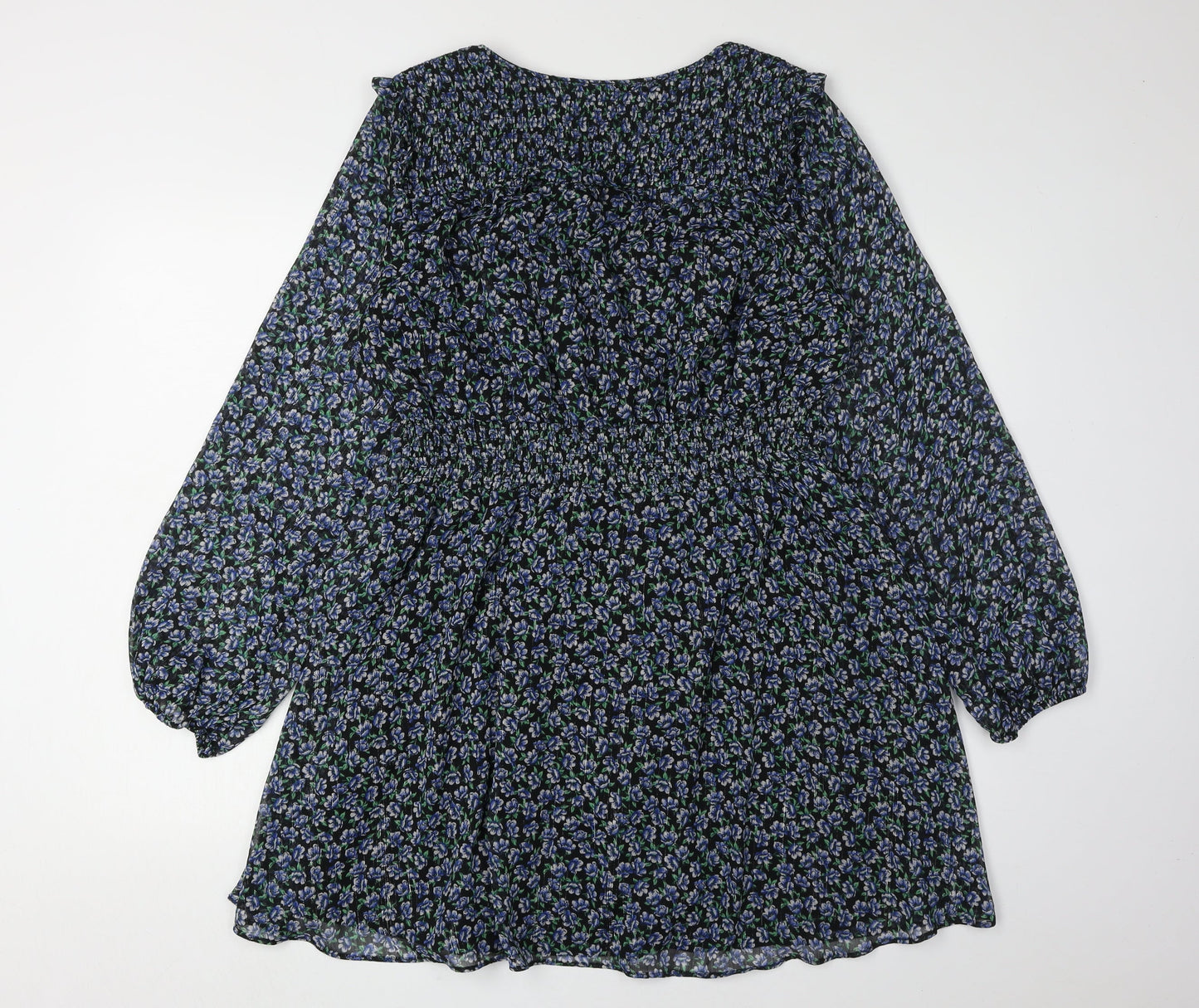 Zara Women's Multicoloured Floral Puff Sleeve Dress L