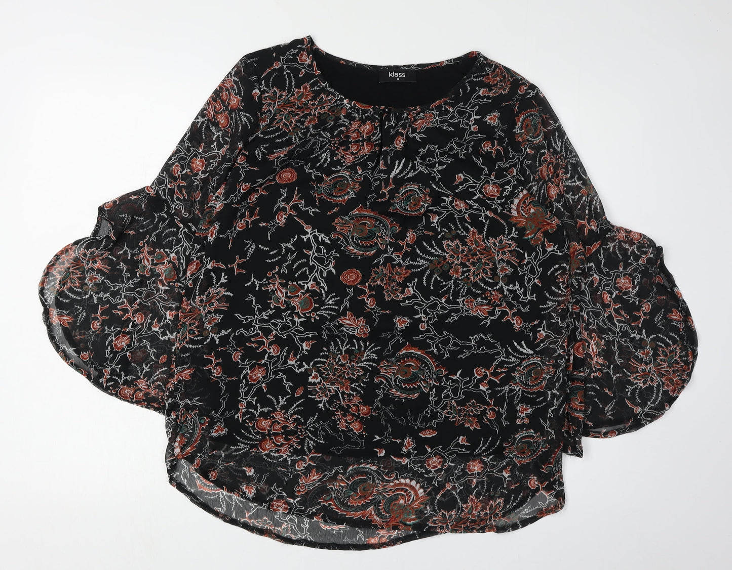 Womens UK Size 14 Klass Black Polyester Blouse