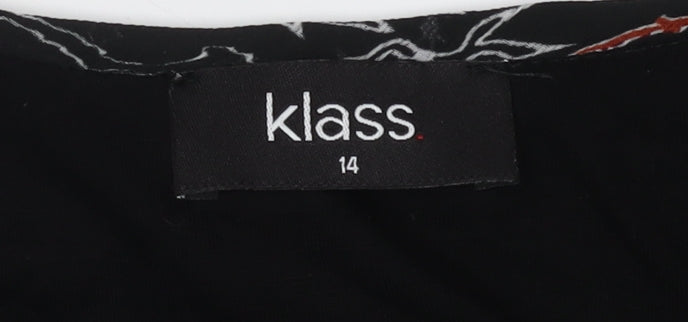 Womens UK Size 14 Klass Black Polyester Blouse