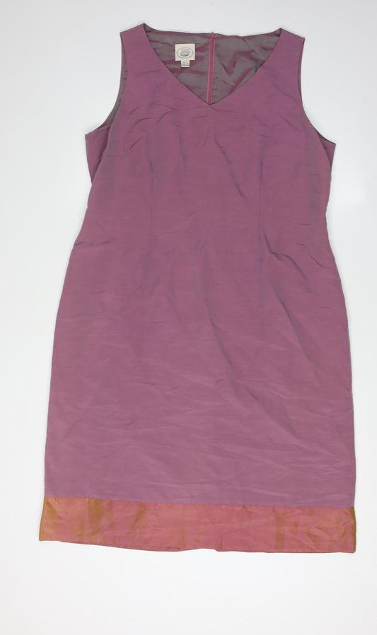 Laura Ashley Purple Sleeveless Dress Size 18 Women's V-Neck