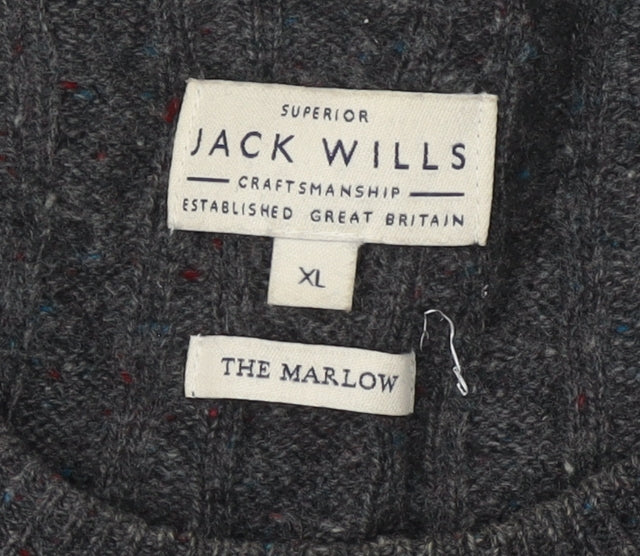 Jack Wills Grey XL Men's Cable-Knit Wool Pullover