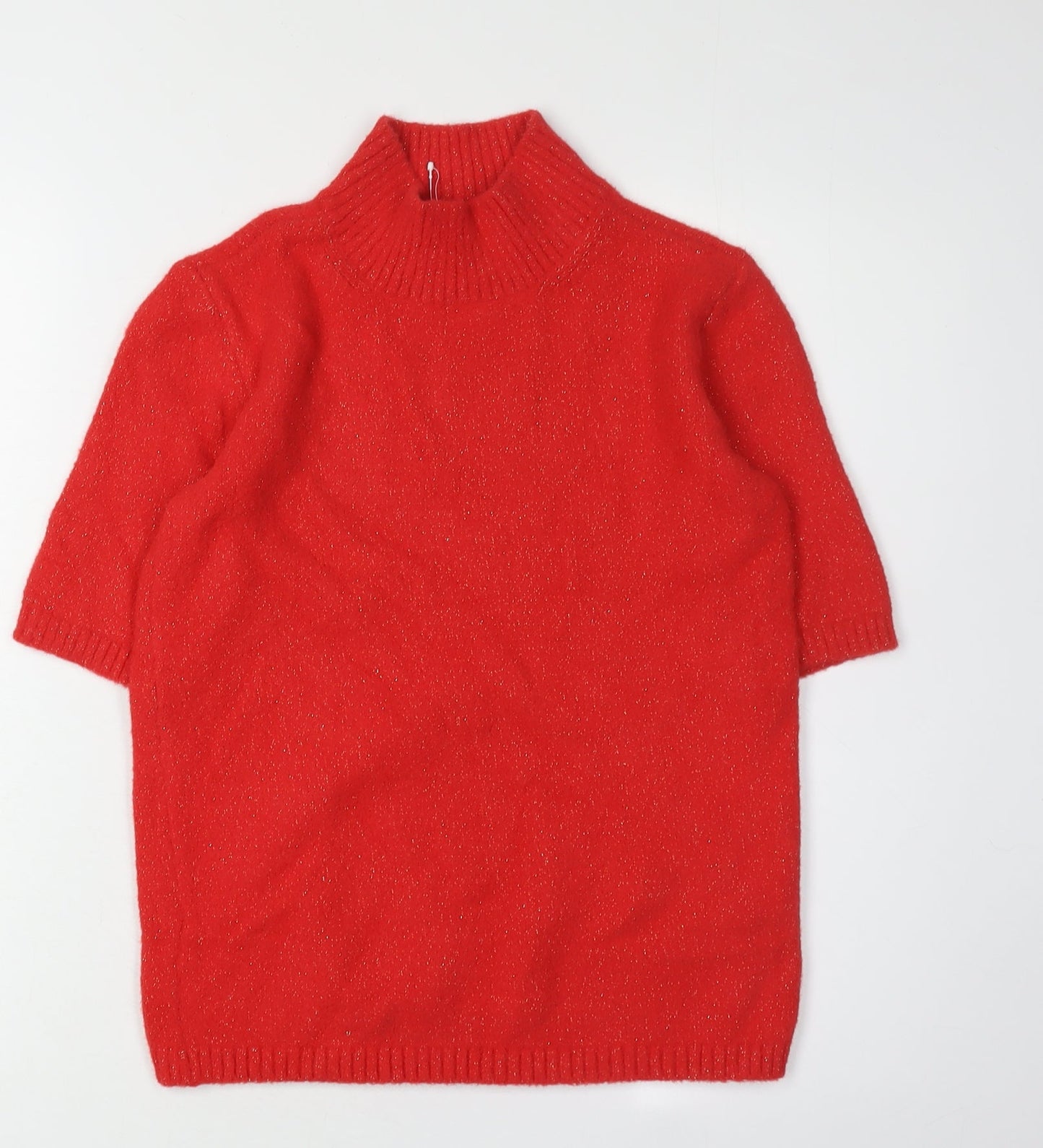 Marks and Spencer Women's Red High Neck Pullover Jumper XS