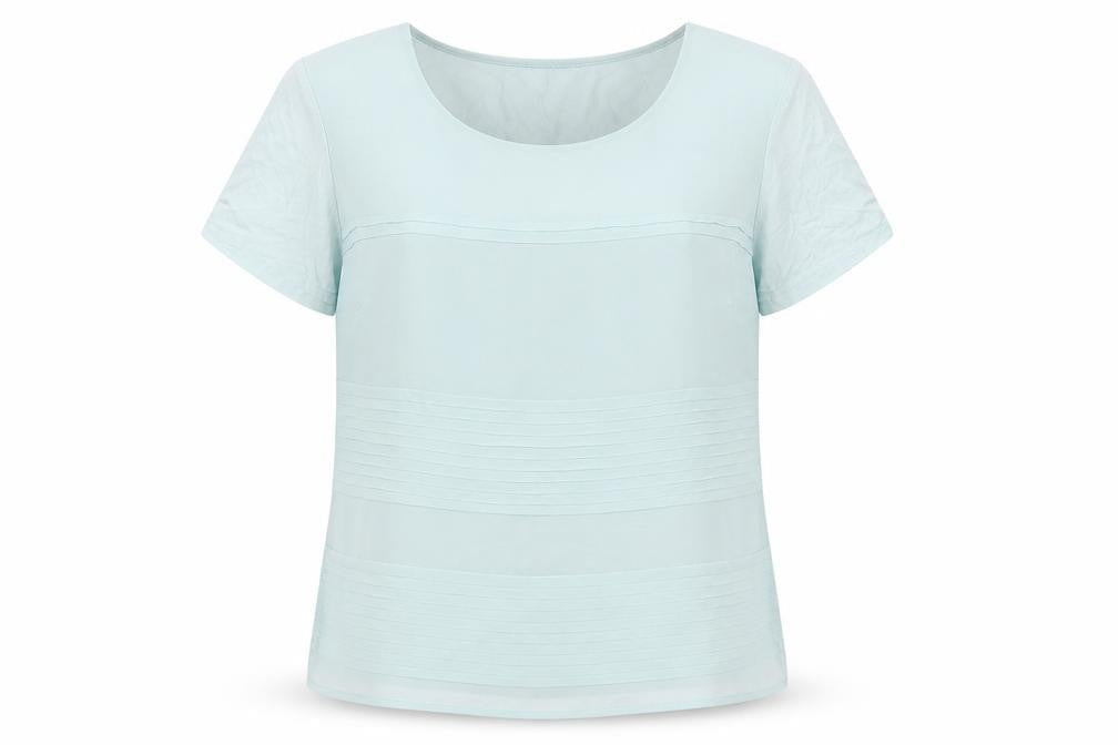 Front view of J by Jasper Conran Women's Blue Blouse, size 16, Short Sleeve