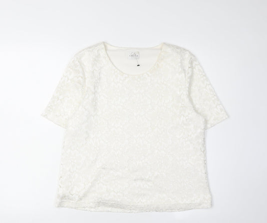 Eastex Women's Ivory Lace T-Shirt, Size 16, Casual Elegance