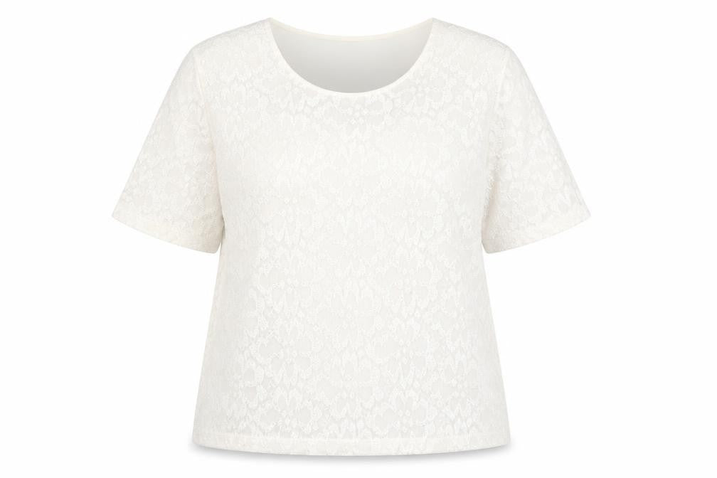 Womens UK Size 16 Eastex Ivory Polyester Blend T-Shirt