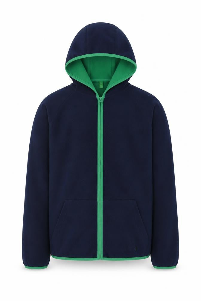 Front view of United Colors of Benetton boys’ blue full zip hoodie 2xl