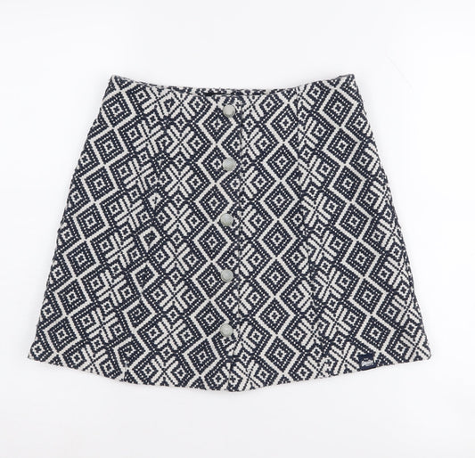 Superdry Women’s XS A-Line Blue Geometric Skirt