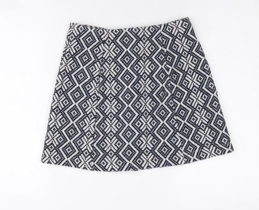 Superdry Women’s XS A-Line Blue Geometric Skirt