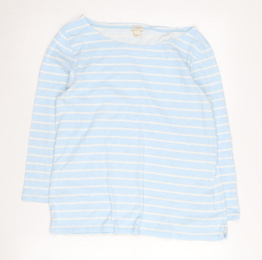 J.Crew Women's Blue Striped Boat Neck T-Shirt L