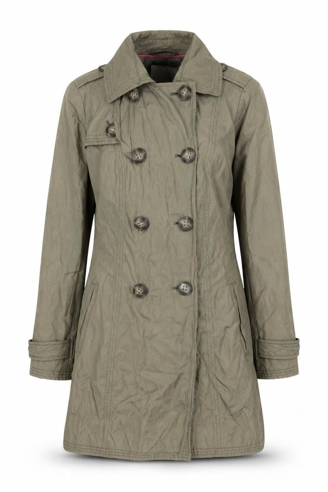 John Lewis Women's Green Trench Coat, Size 10, Belted Classic