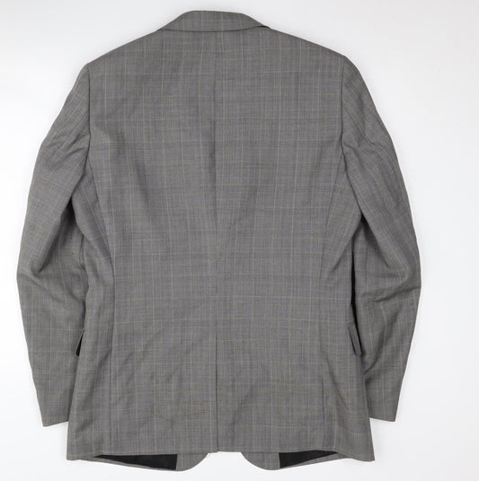 H&M Men's Grey Blazer Size 42 Check Pattern
