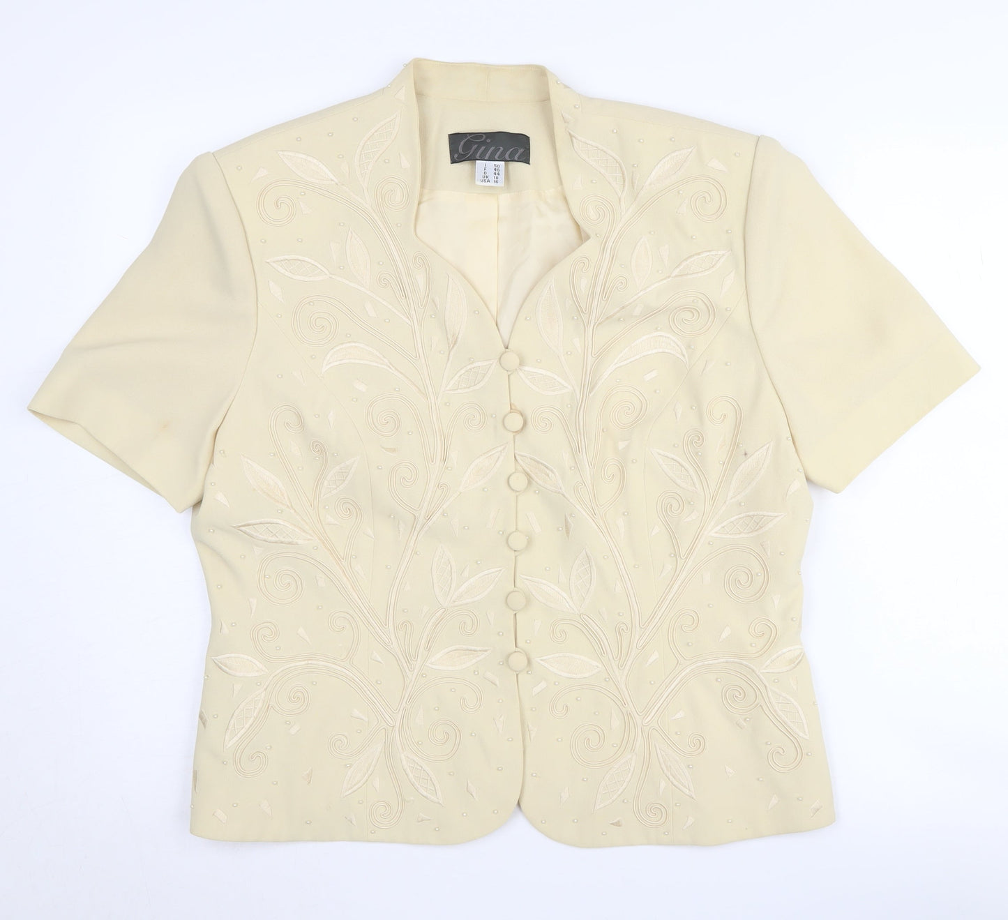 Gina Women’s Ivory Suit Jacket Size 18, Lined, Notch Lapel