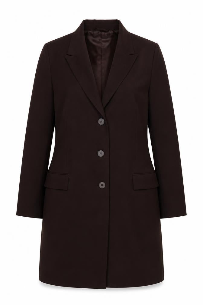 KIT Brown Women's Mid-Length Blazer, UK 14, Polyester