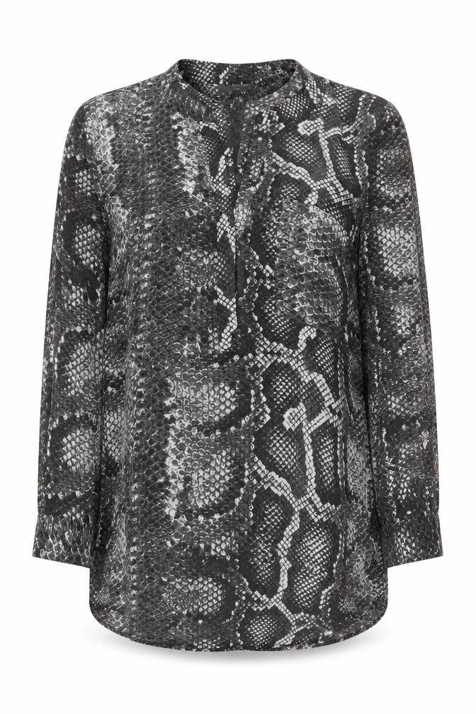 Front view of Principles Women's Grey Animal Print Blouse, size 10