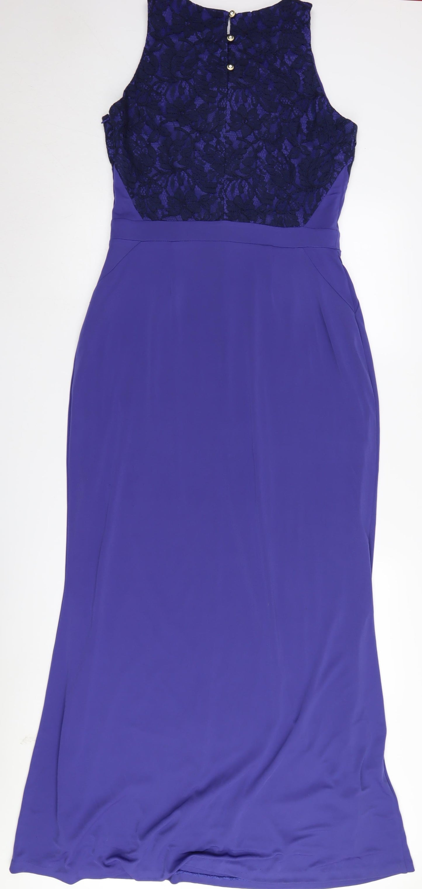 Mango Women's Blue Sleeveless Lace Dress Size 12