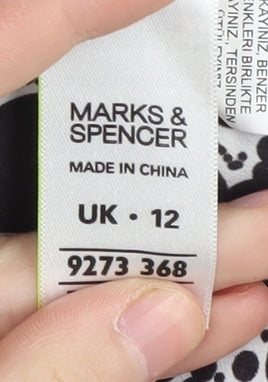 Marks and Spencer Women's Black Geometric Dress Size 12