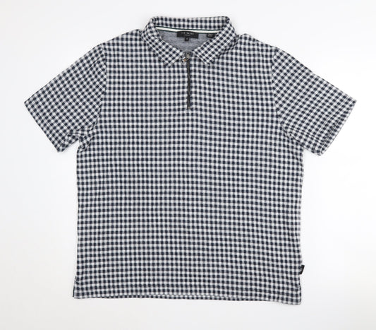 Ted Baker Blue Check Polo for Unisex Adults, Size M