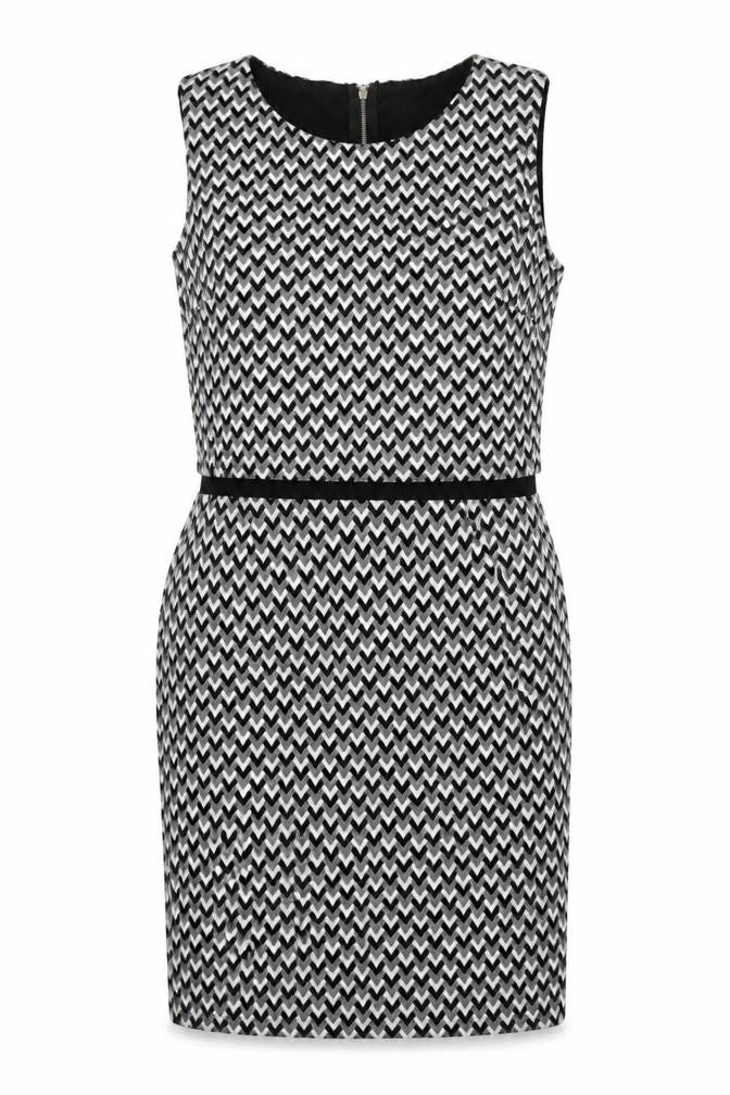 Miss Selfridge Women's Black & White Chevron Pencil Dress