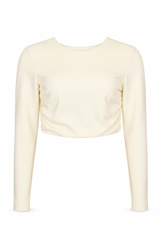 Zara Ivory Cropped Blouse XS Slim Fit Women's